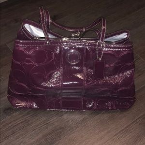Coach Signature Stitch Patent Tote